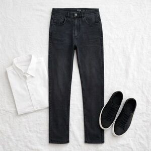 COS Slim Fit Black Jeans 32x30 Hemmed Mid Rise Minimalist Men’s Denim